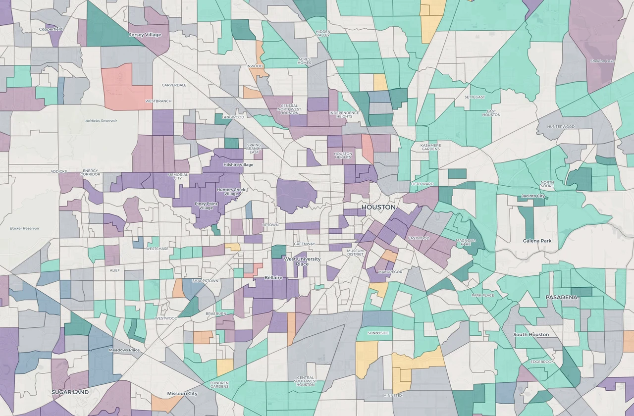 School Scout map preview for Houston, TX